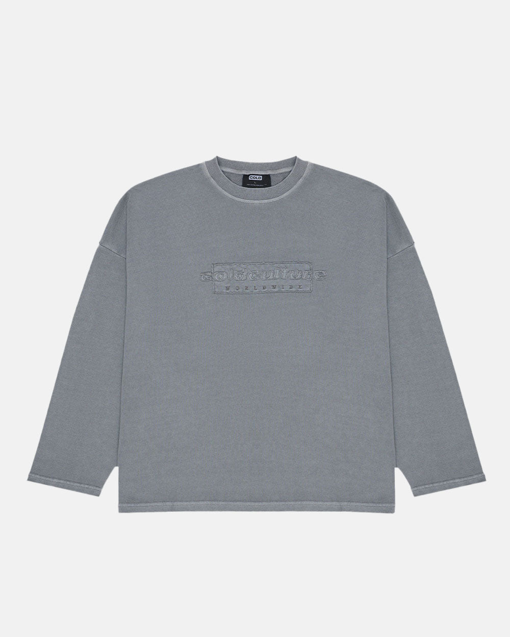 RIPPED BOX LOGO CREWNECK DUST GREY - COLD CULTURE