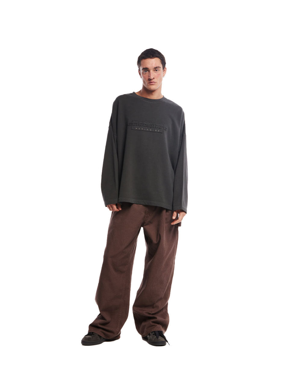 RIPPED BOX LOGO CREWNECK NIGHT GREEN