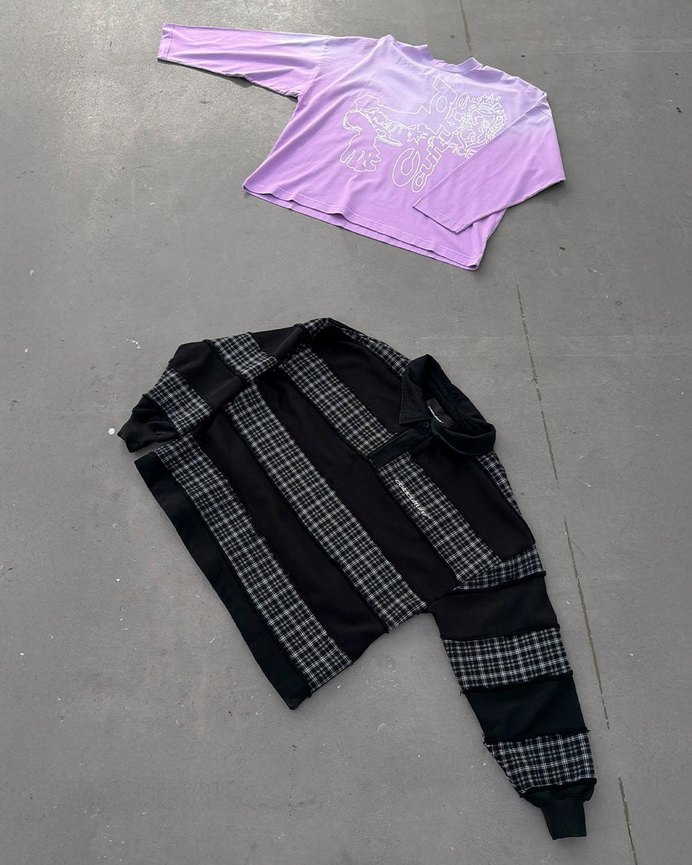 RIPPED LONGSLEEVE POLO BLACK - Cold Culture