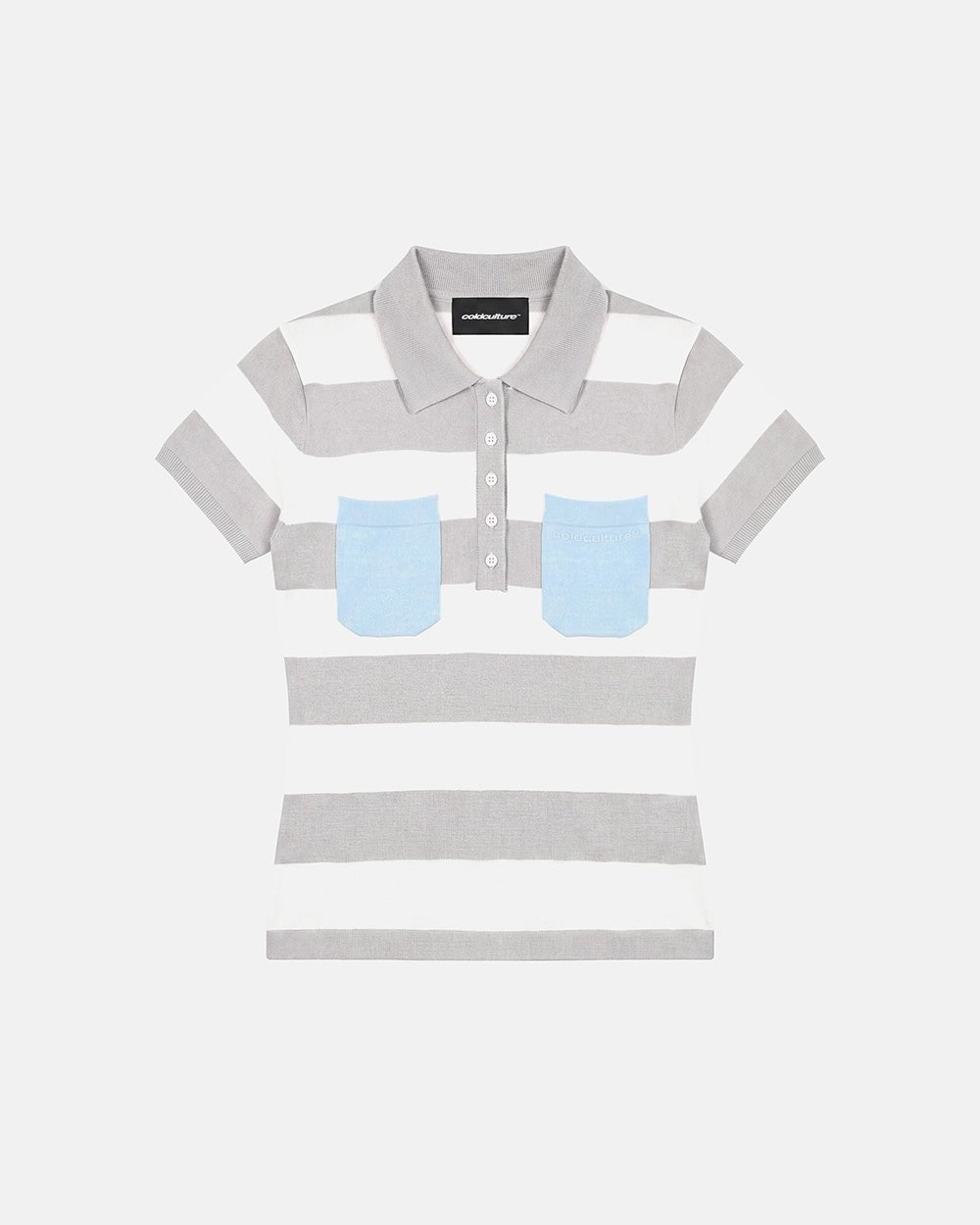 RIVETED STRIPE POLO KNIT WOMAN GREY - Cold Culture
