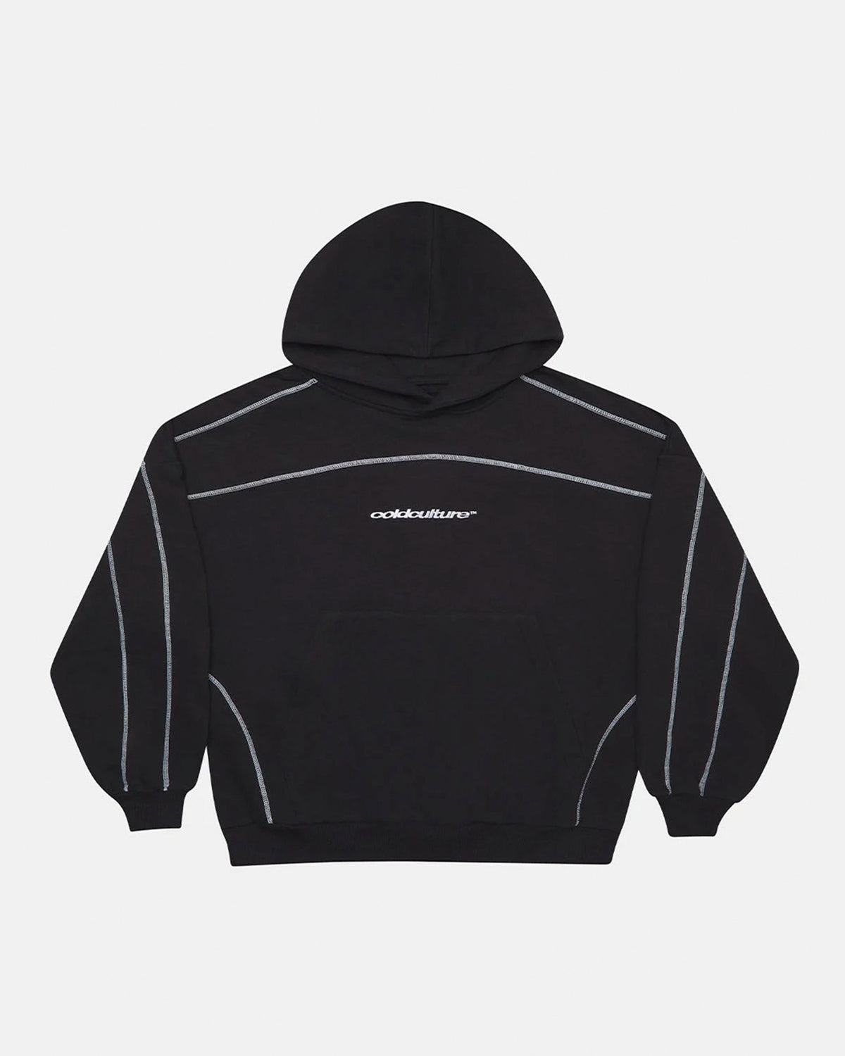 ROLLER HOODIE BLACK - black oversized hoodie, front view - Cold Culture #packshot