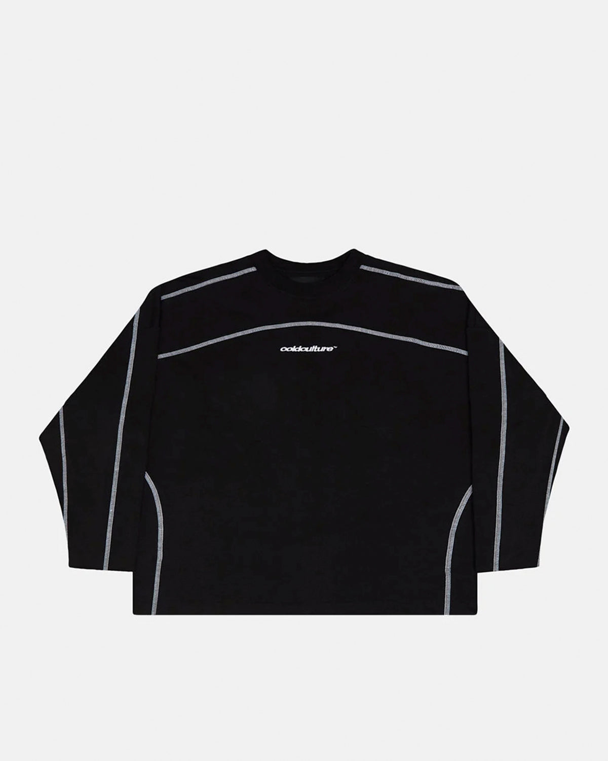 ROLLER LONGSLEEVE TEE BLACK - black oversized longsleeve tee, front view - Cold Culture #packshot