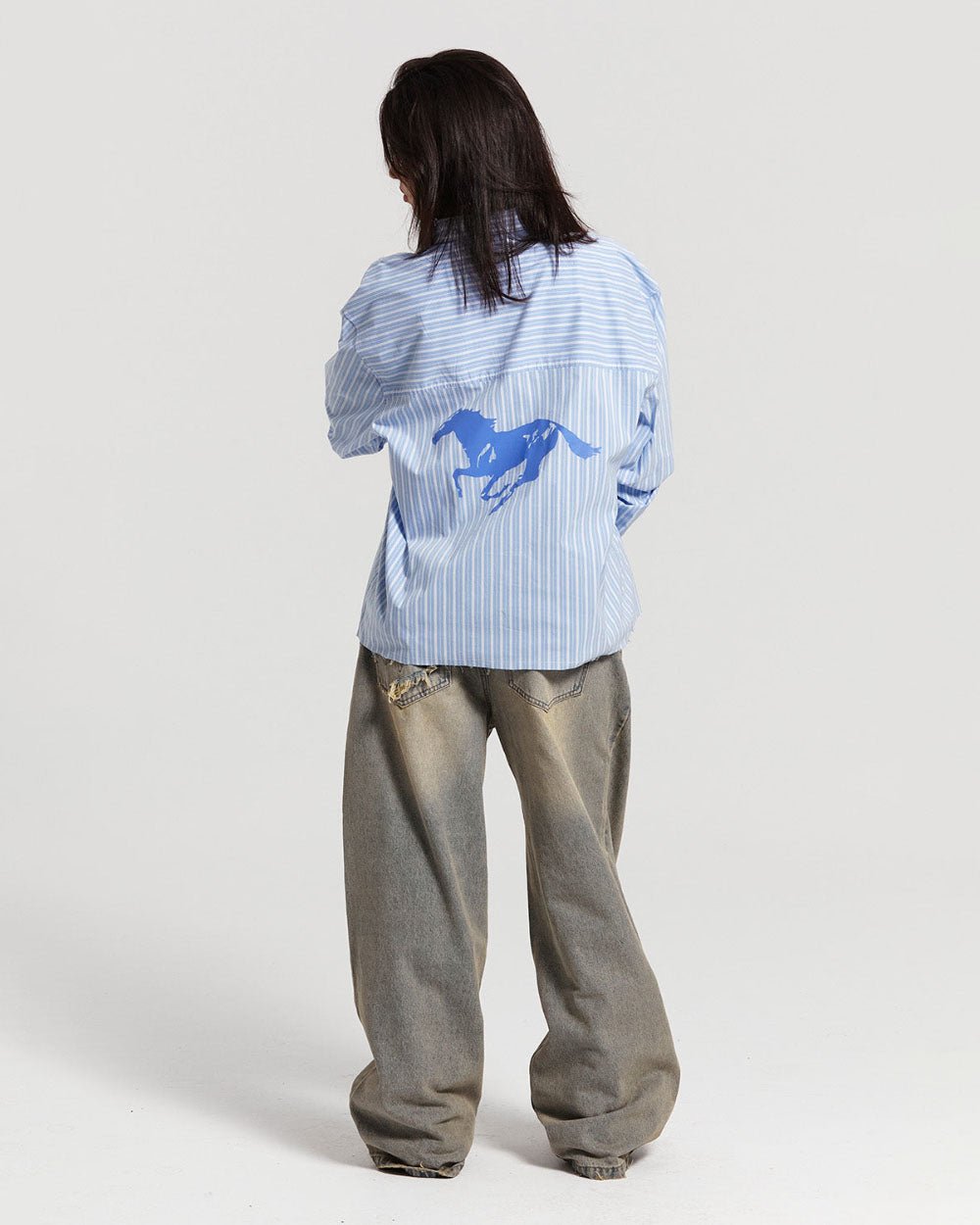 RUNNING HORSE SHIRT BLUE STRIPES - Cold Culture