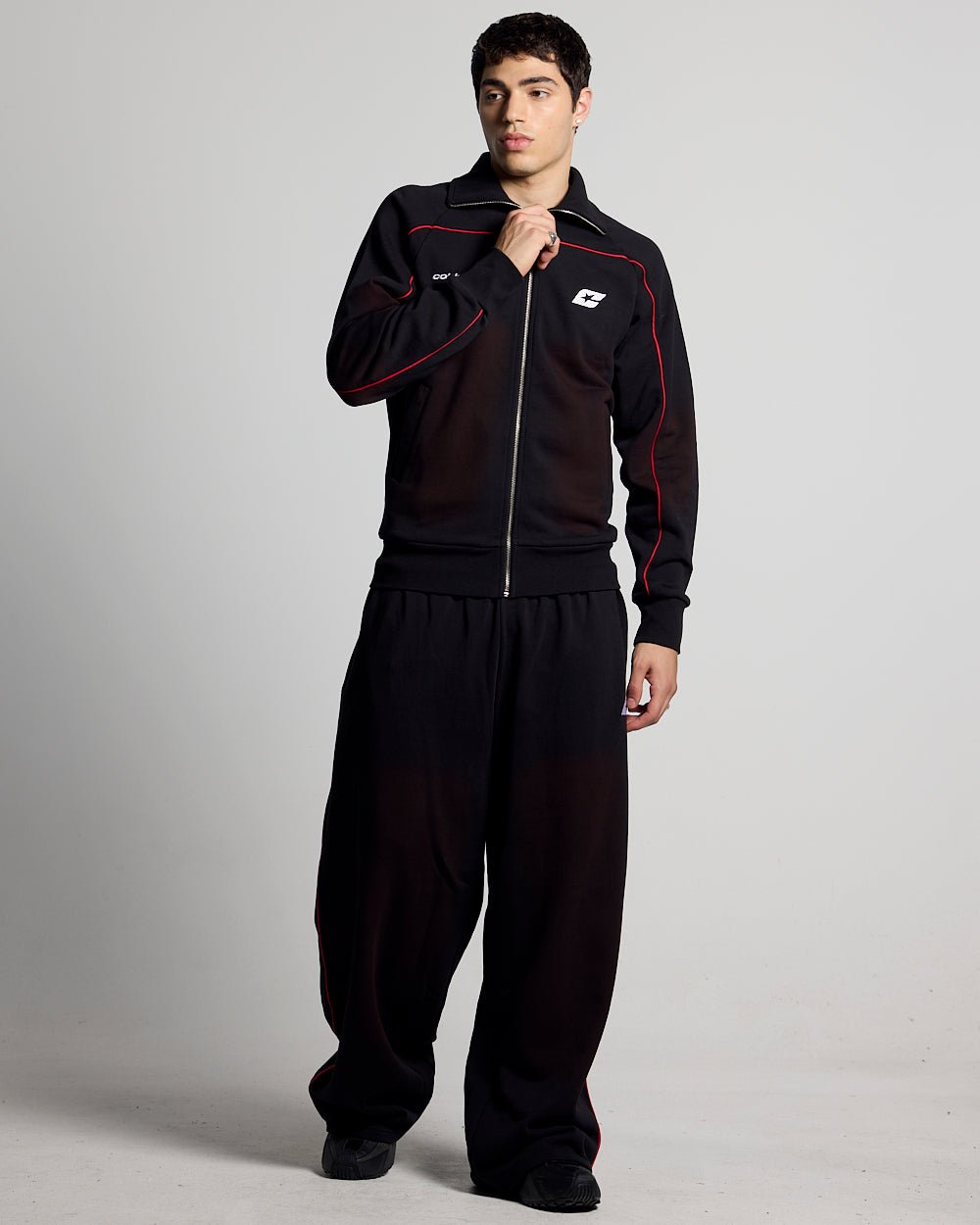 SAVAGE WASHED PANTS BLACK & RED - Cold Culture