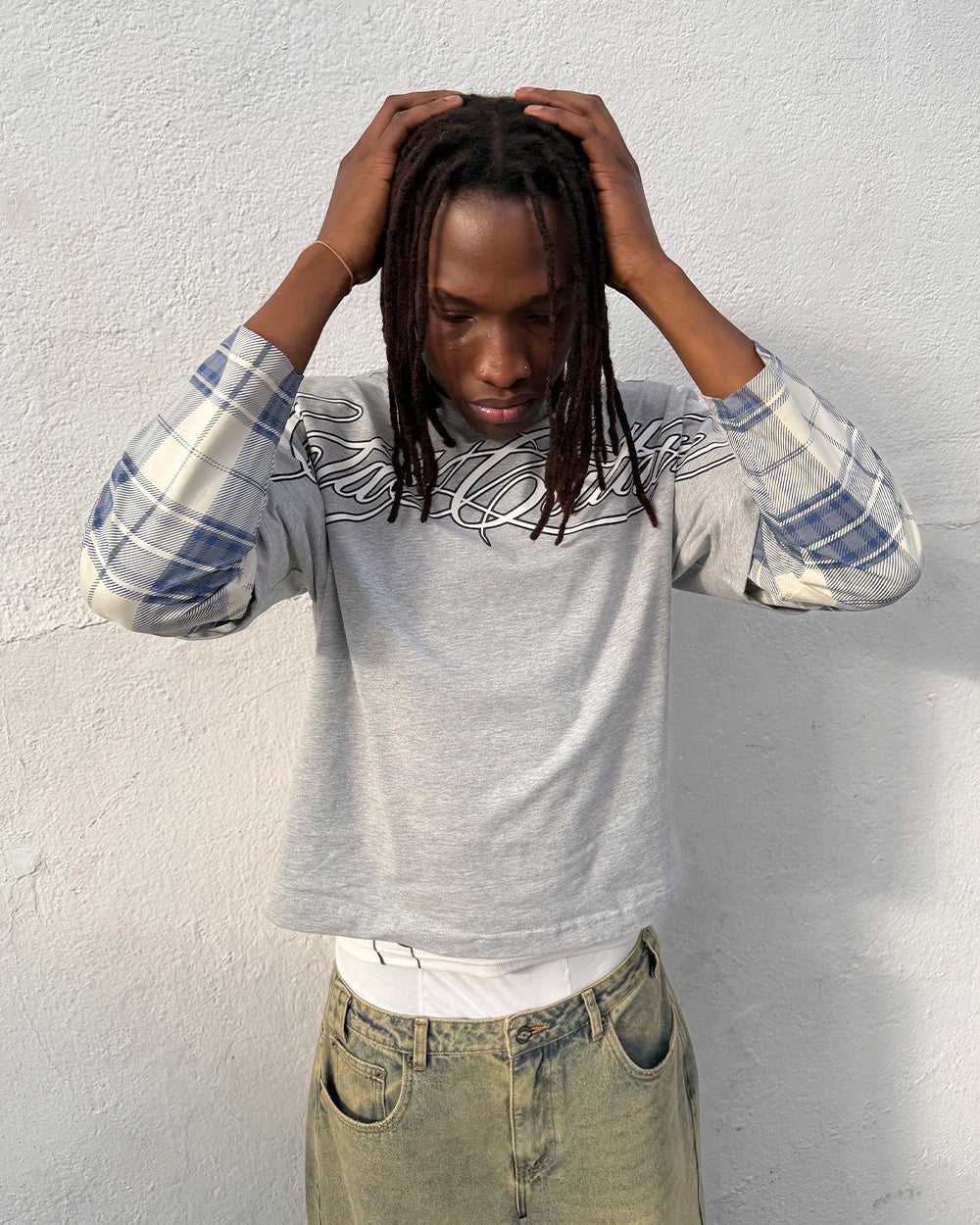 SCRIPT DOUBLE LONGSLEEVE GREY VIGORE - Cold Culture