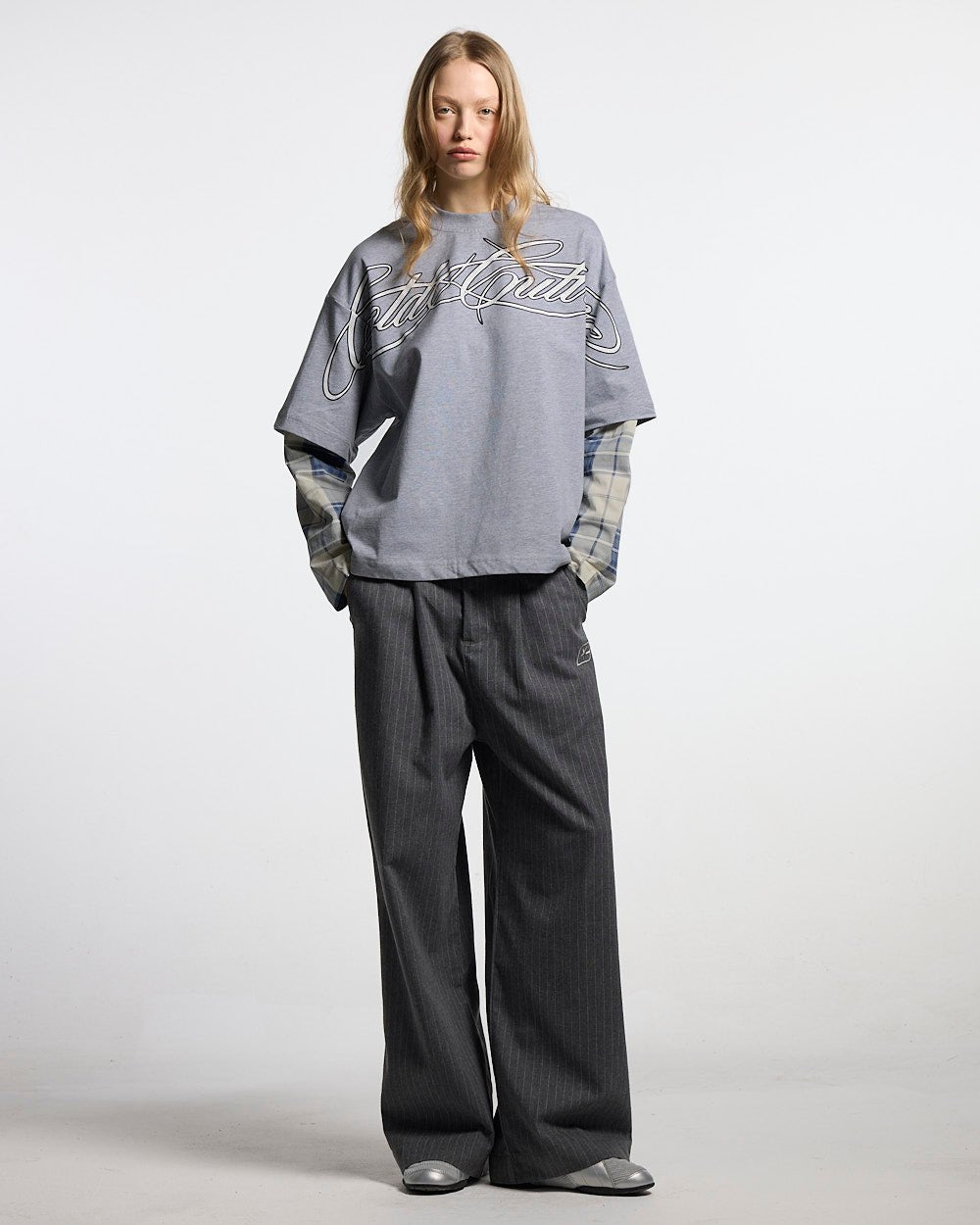 SCRIPT DOUBLE LONGSLEEVE GREY VIGORE - Cold Culture