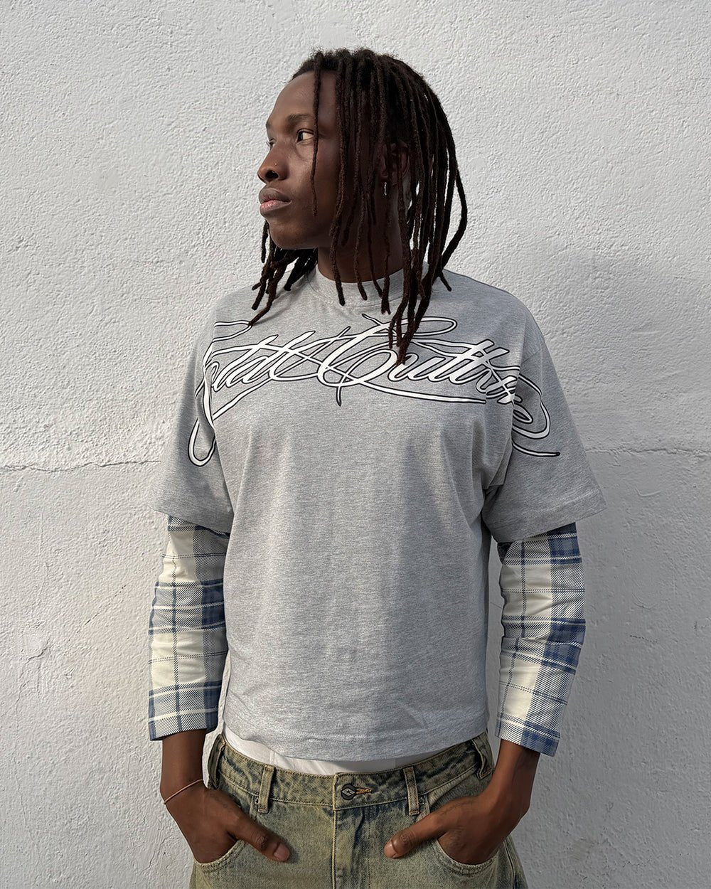 SCRIPT DOUBLE LONGSLEEVE GREY VIGORE - Cold Culture