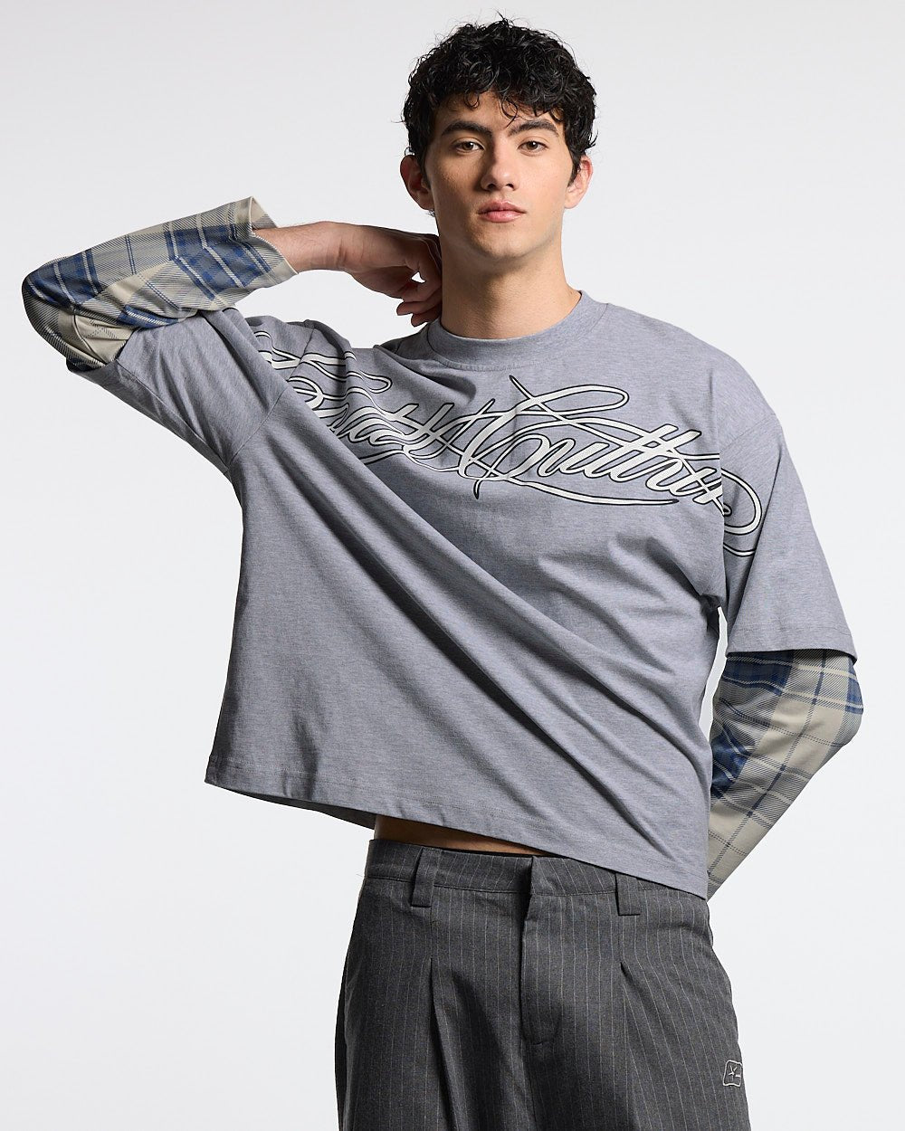 SCRIPT DOUBLE LONGSLEEVE GREY VIGORE - Cold Culture