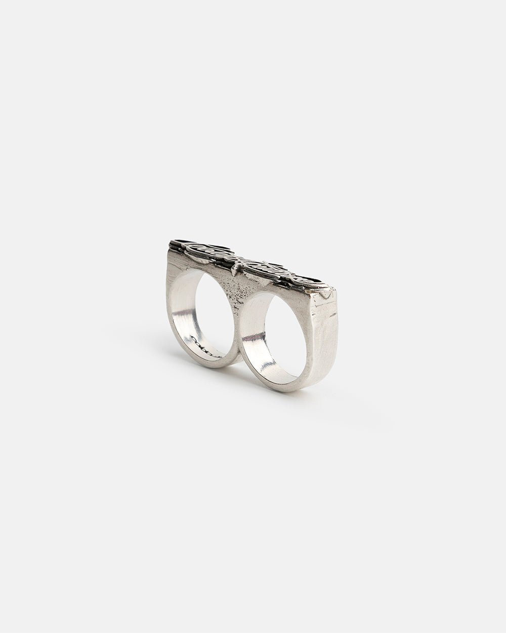SCRIPT DOUBLE RING SILVER - Cold Culture