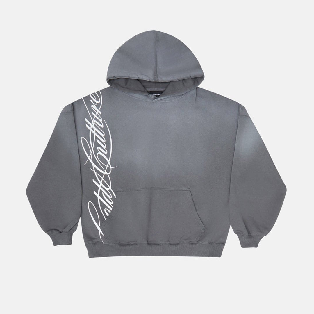 SCRIPT HOODIE ANTRACITE GREY - Cold Culture