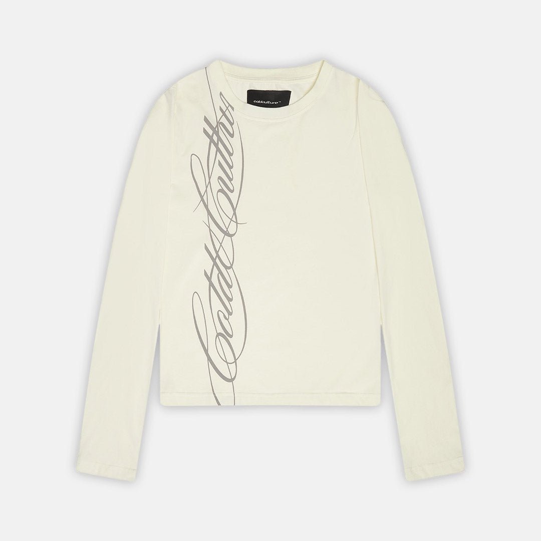 SCRIPT LONGSLEEVE TEE WHITE - Cold Culture