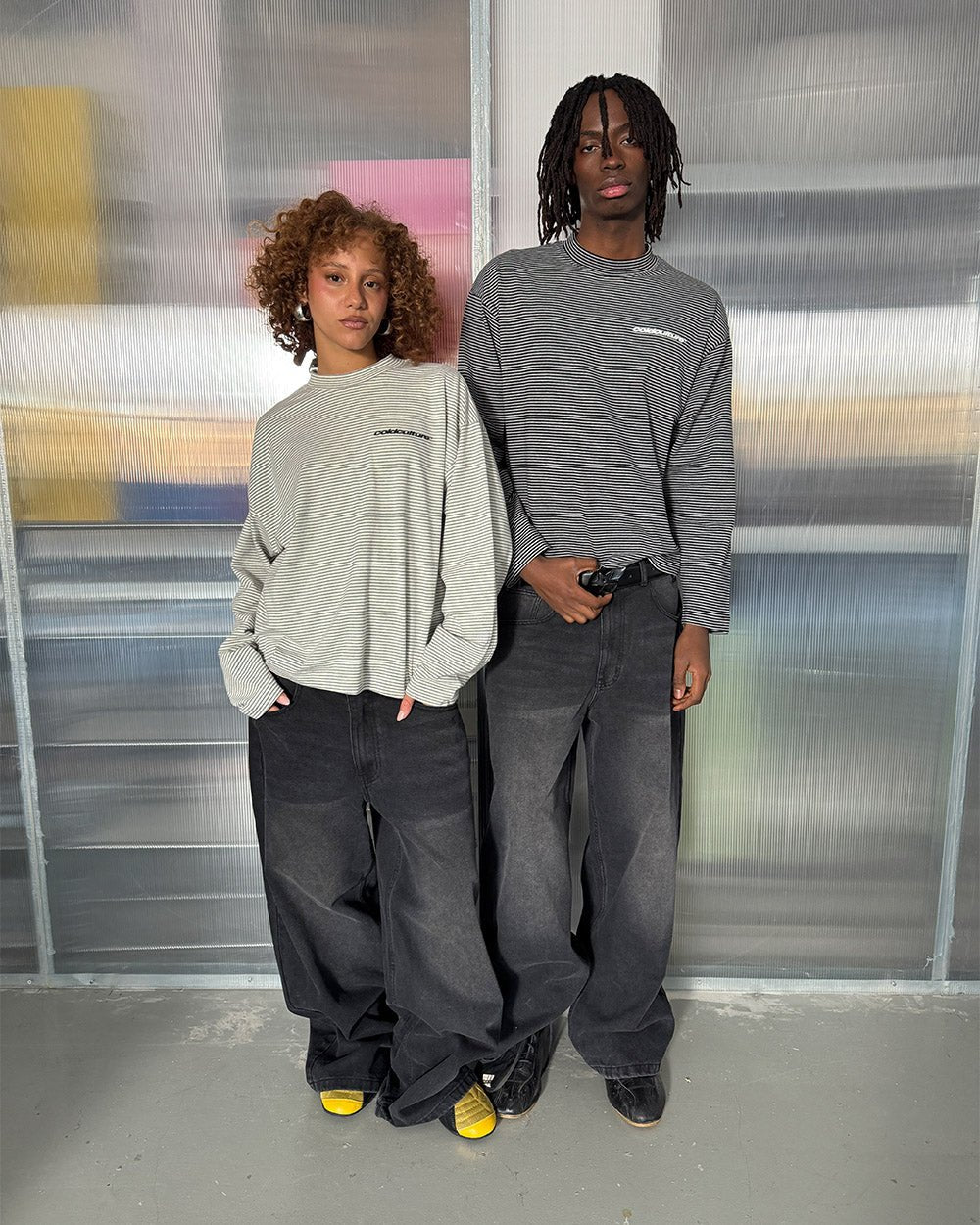 SCRIPT STRIPES LONGSLEEVE BLACK - Cold Culture