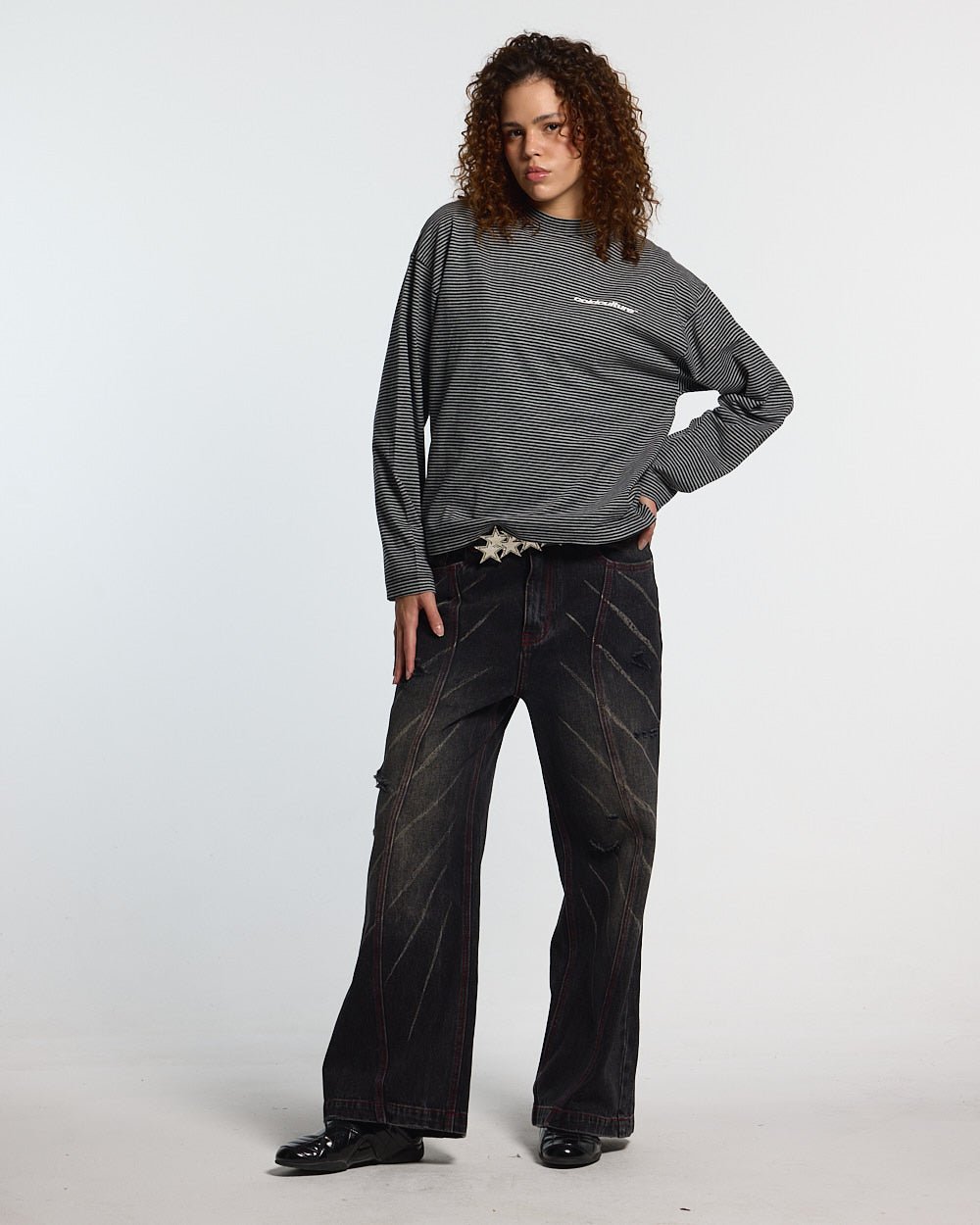 SCRIPT STRIPES LONGSLEEVE BLACK - Cold Culture