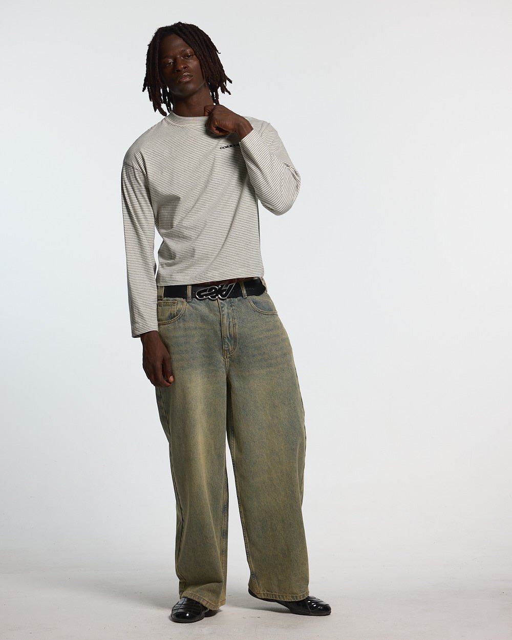 SCRIPT STRIPES LONGSLEEVE GREY - Cold Culture