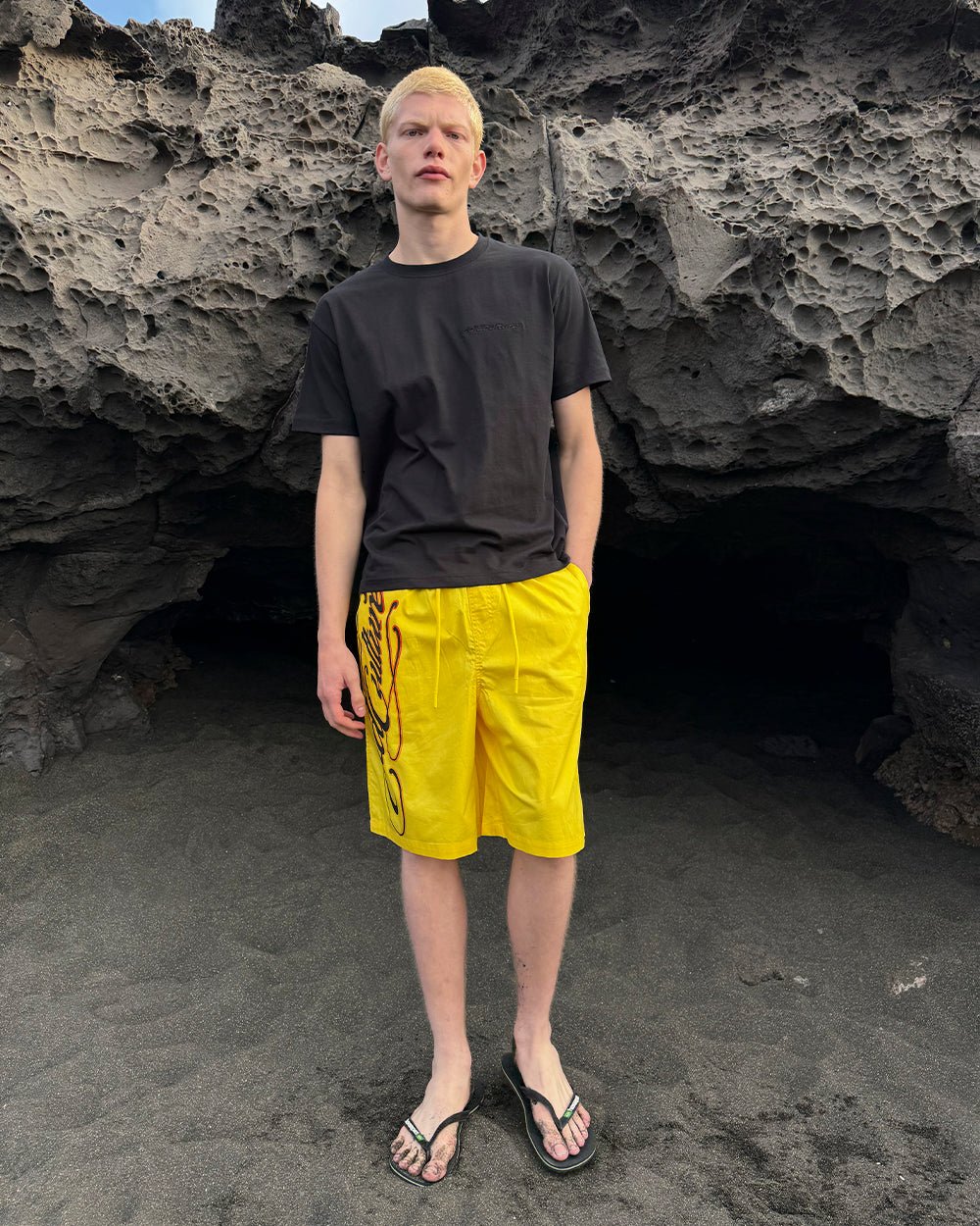 SCRIPT SWIMSHORTS YELLOW - Cold Culture