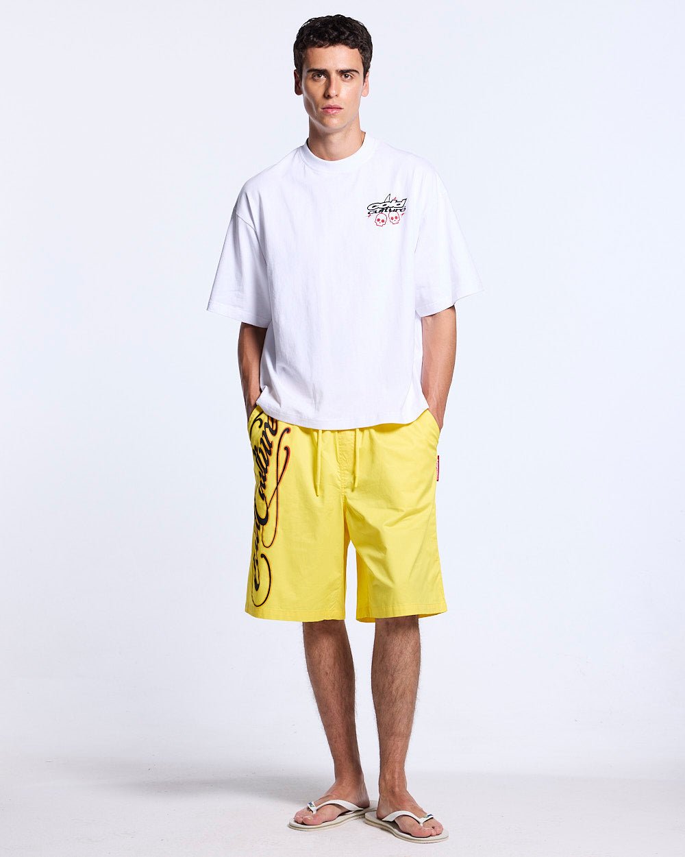 SCRIPT SWIMSHORTS YELLOW - Cold Culture
