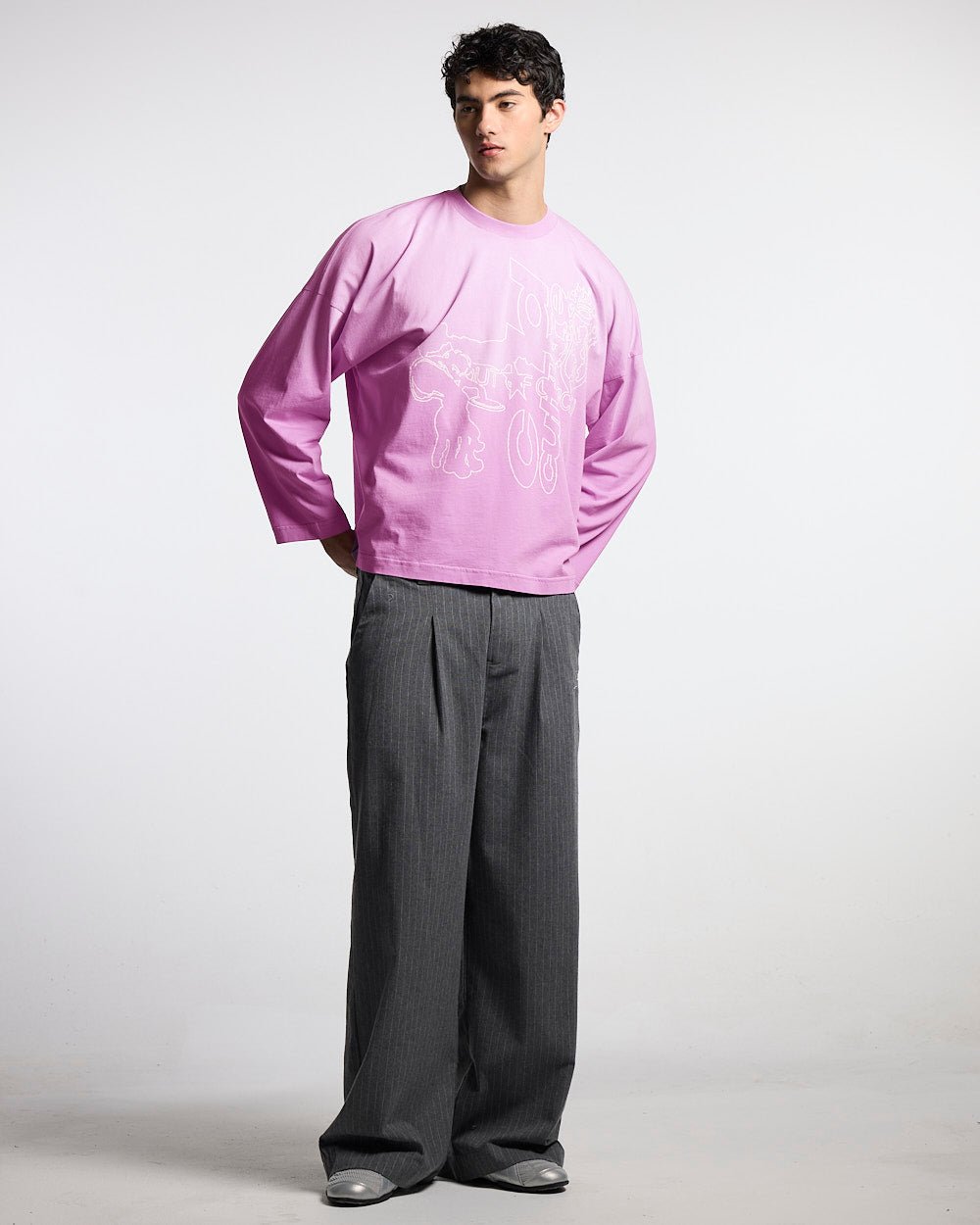 SEAM EFFECT LINE PANTS GREY - Cold Culture