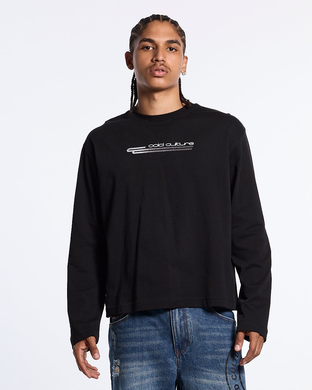 SKID CURVED LONGSLEEVE BLACK - Cold Culture
