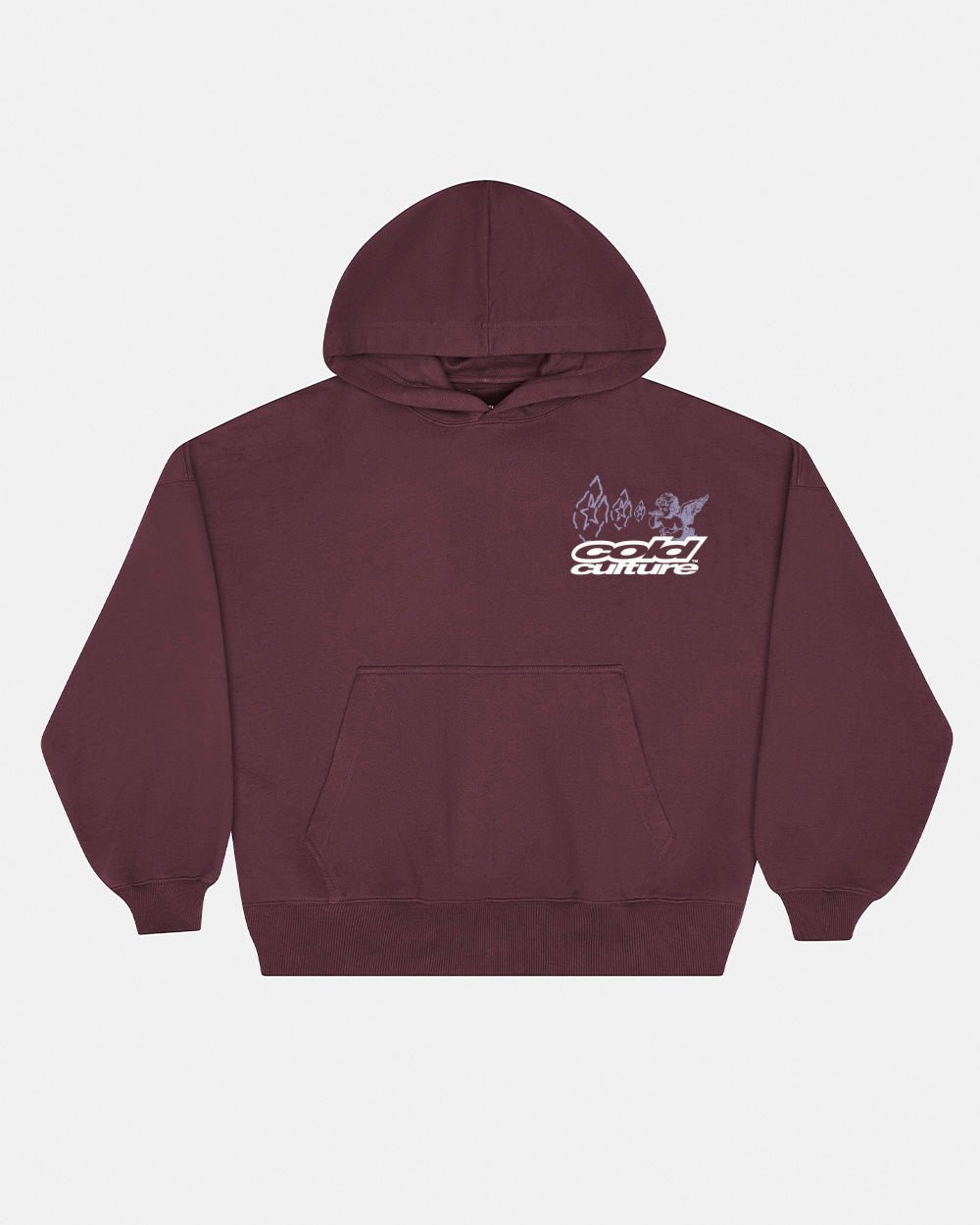 SMOKING ANGEL HOODIE BURGUNDY - Cold Culture
