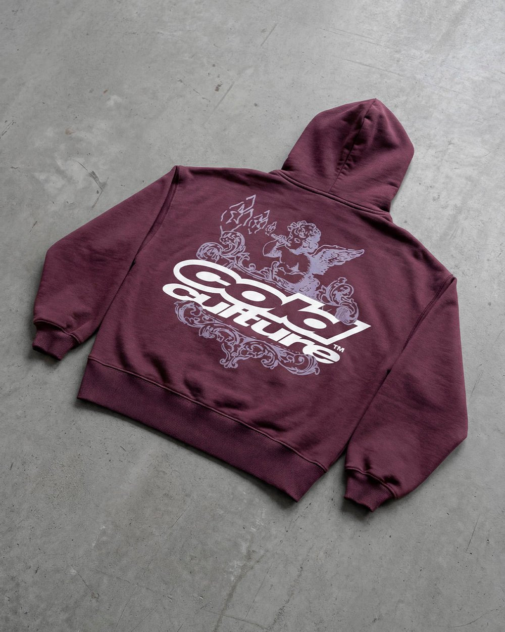 SMOKING ANGEL HOODIE BURGUNDY - Cold Culture