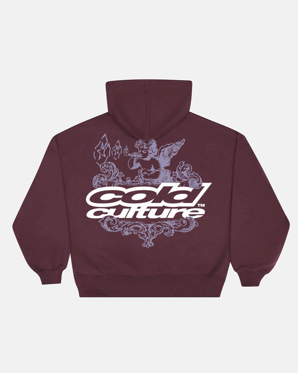 SMOKING ANGEL HOODIE BURGUNDY - Cold Culture