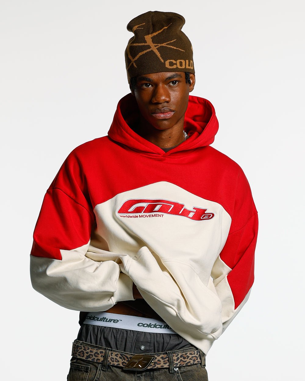 SMOKING HOODIE BEIGE/RED - COLD CULTURE