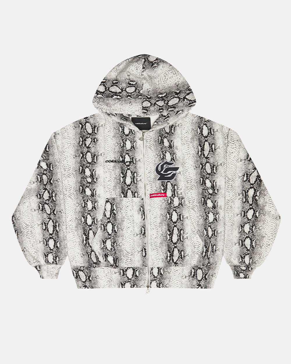 SNAKE ZIP HOODIE WHITE & BLACK - Cold Culture