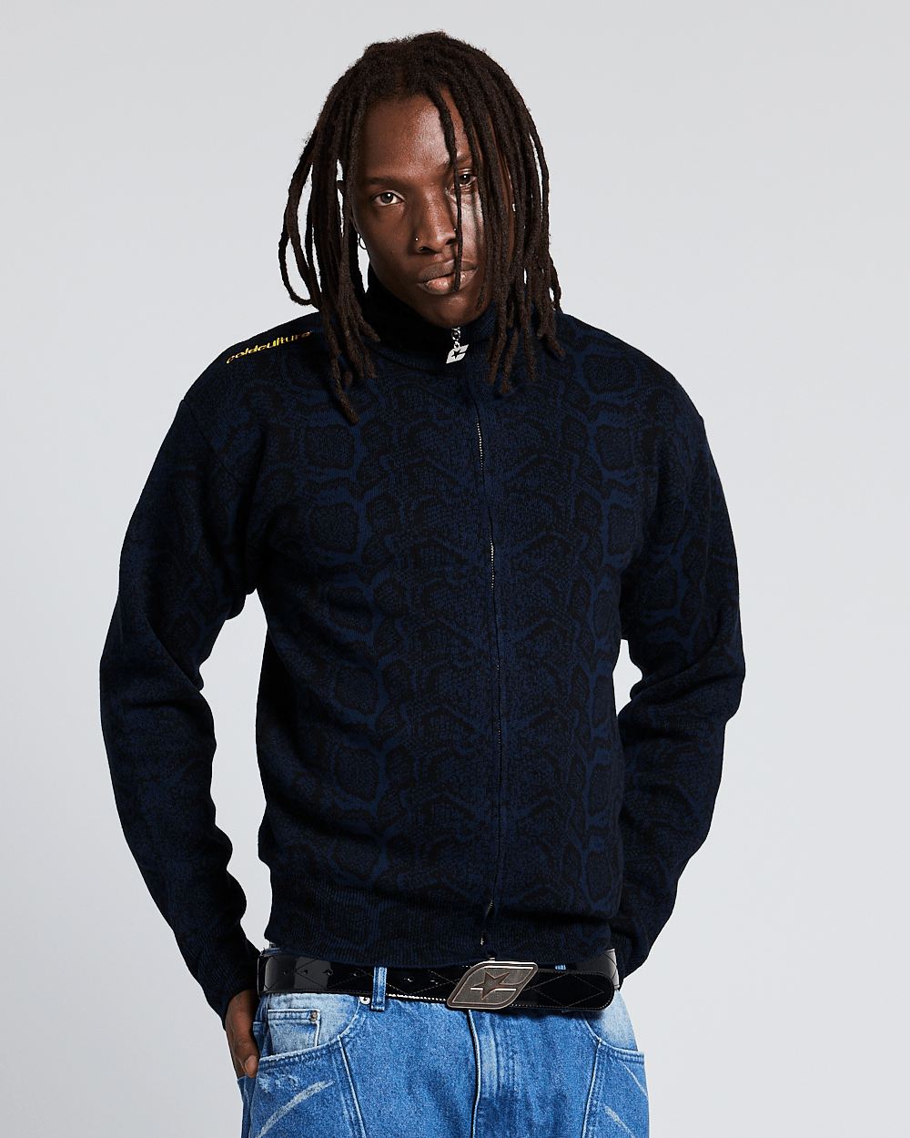 SNAKE ZIP KNIT DARK BLUE - Cold Culture