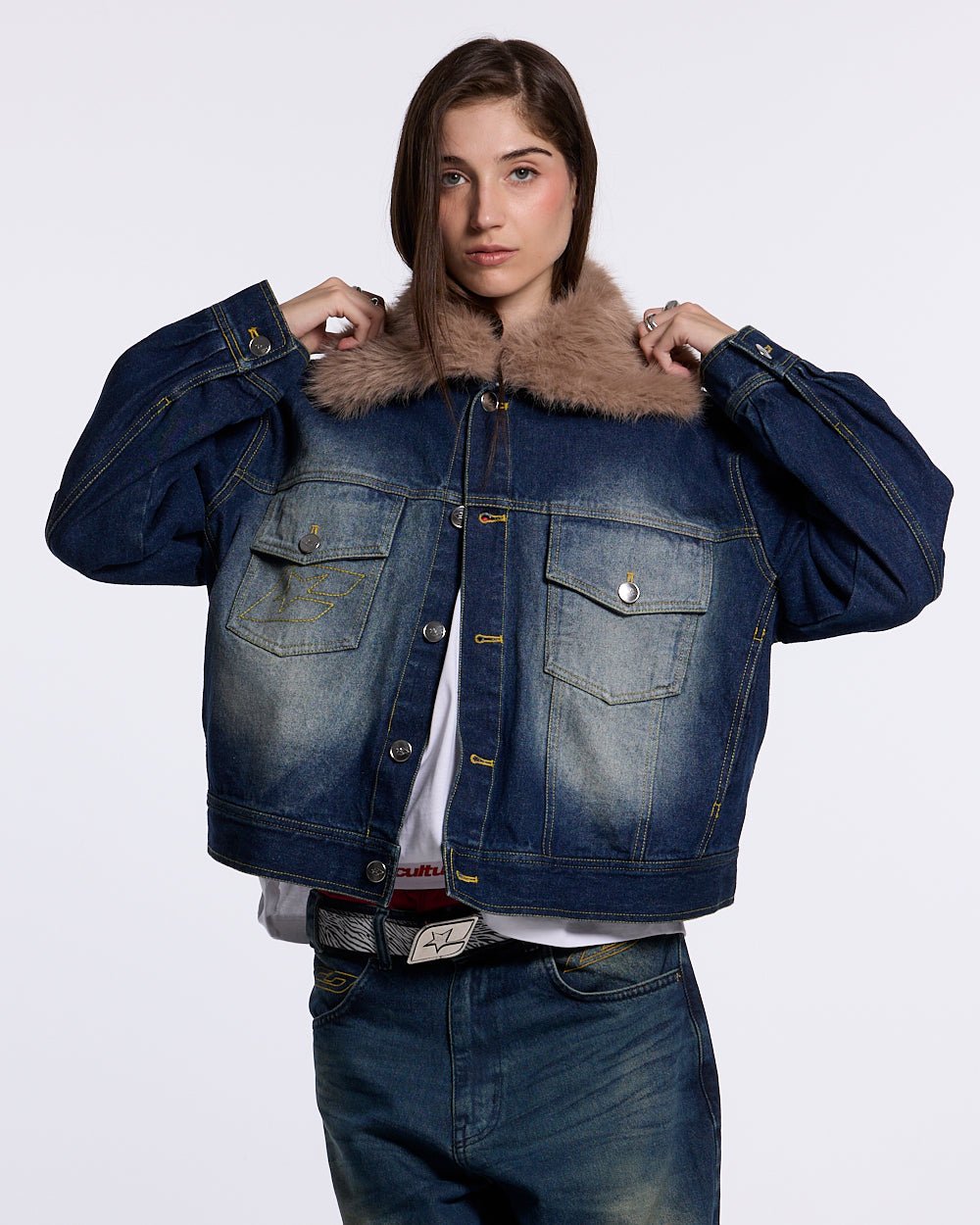 SOFT FUR DENIM JACKET RAW DENIM - COLD CULTURE