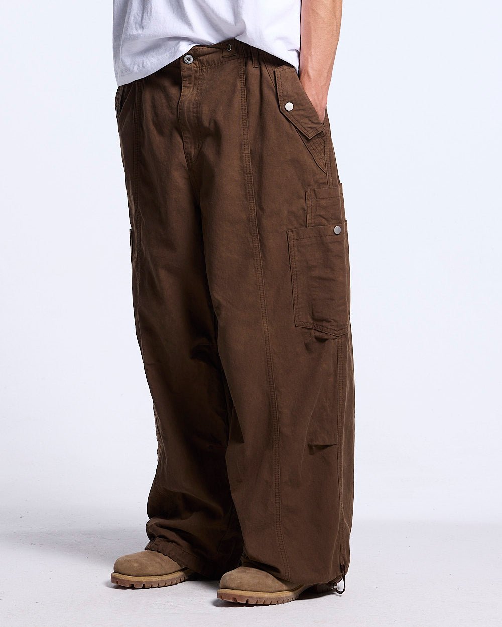 SOLID CARGO PANTS BROWN - Cold Culture