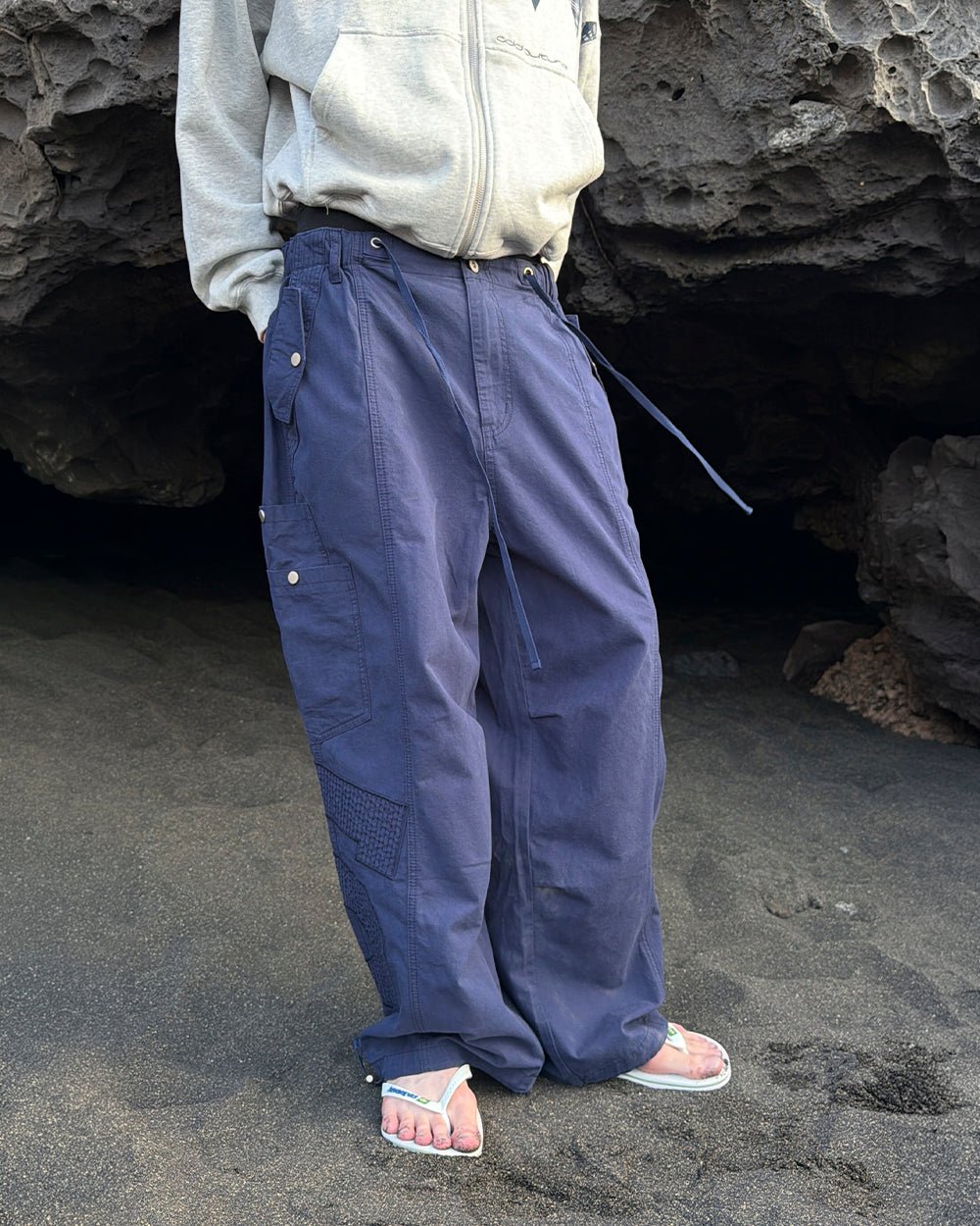 SOLID CARGO PANTS NAVY - Cold Culture