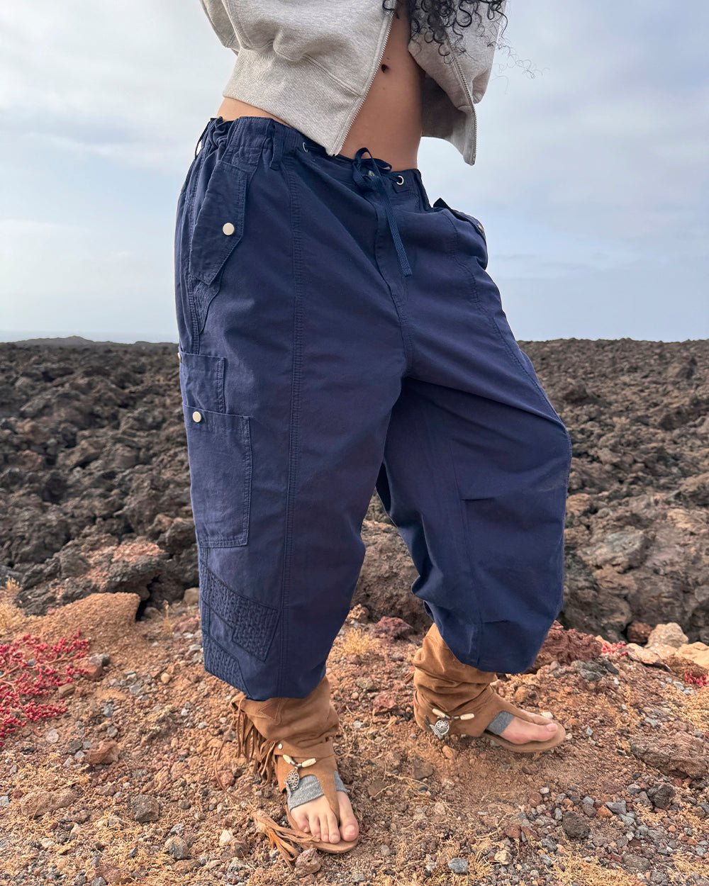 SOLID CARGO PANTS NAVY - Cold Culture