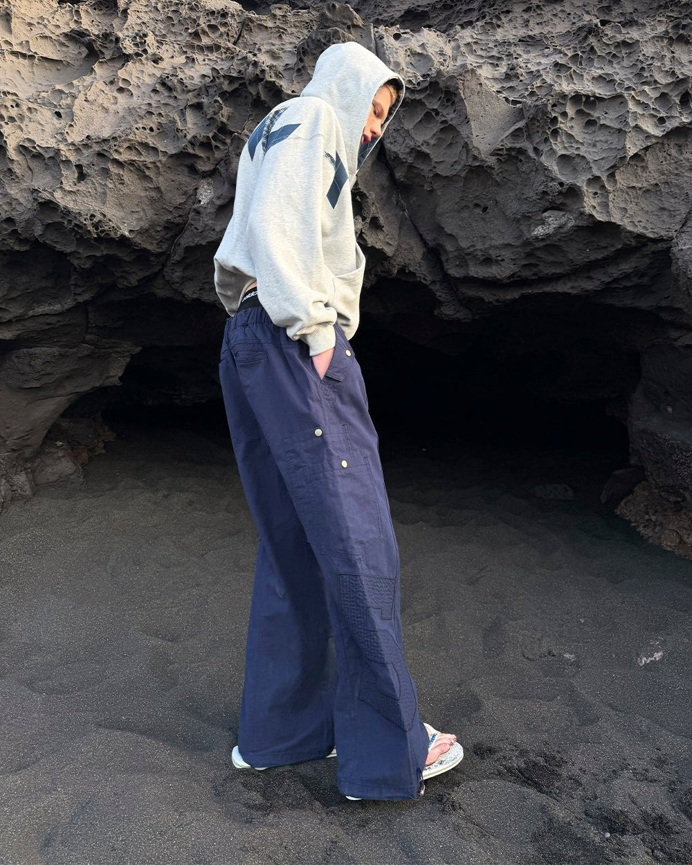 SOLID CARGO PANTS NAVY - Cold Culture