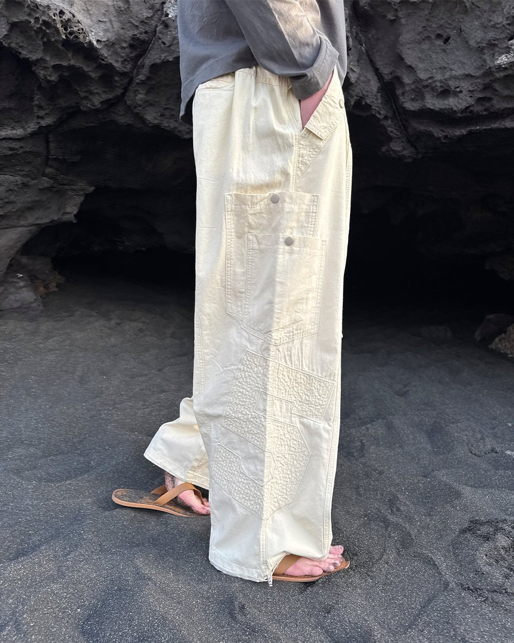 SOLID CARGO PANTS WHITE - Cold Culture