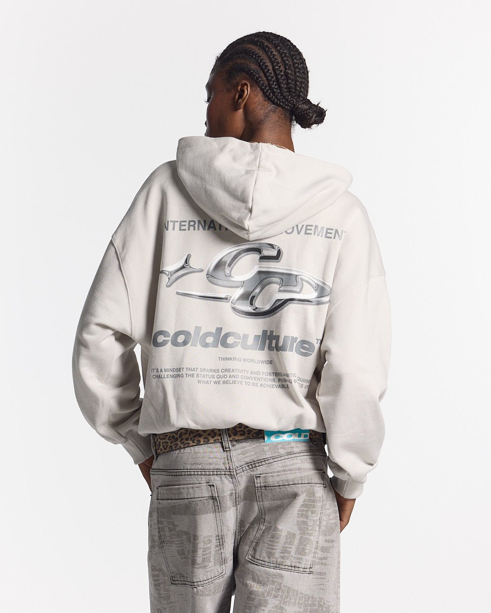 SPARKLY HOODIE PEARL GREY - COLD CULTURE