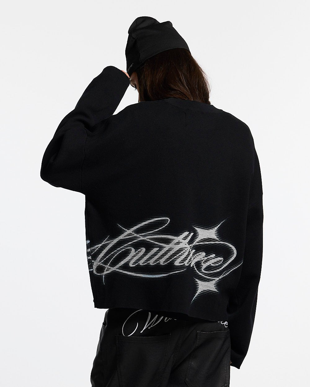 SPARKLY SCRIPT KNIT BLACK - Cold Culture