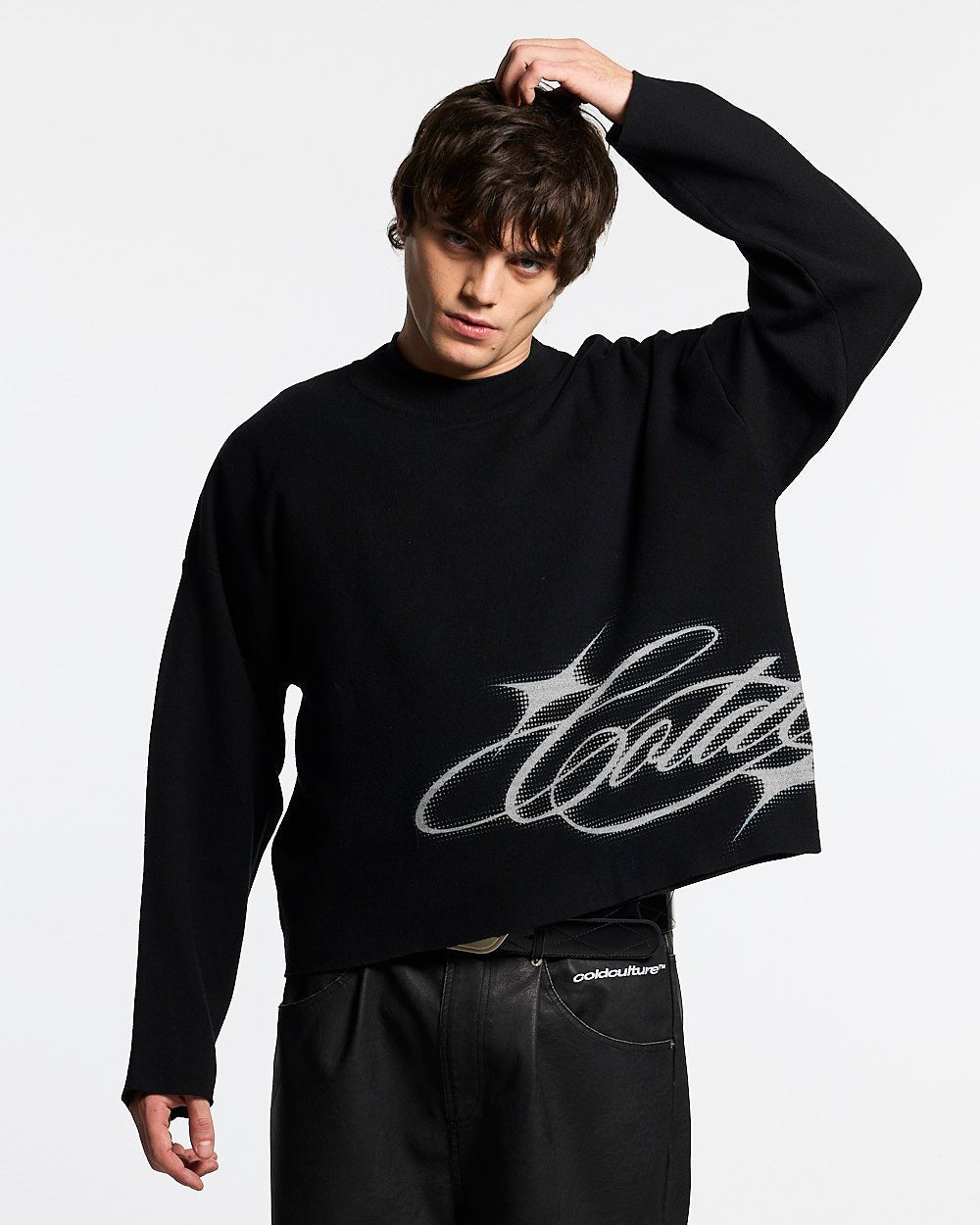 SPARKLY SCRIPT KNIT BLACK - Cold Culture