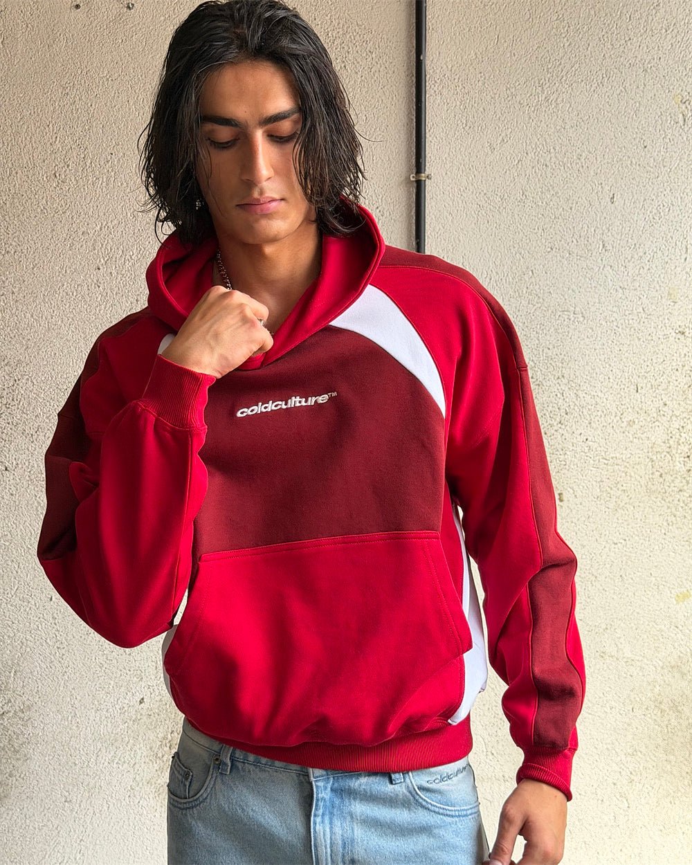 SPEED SPOKE HOODIE RED AND BURGUNDY - Cold Culture