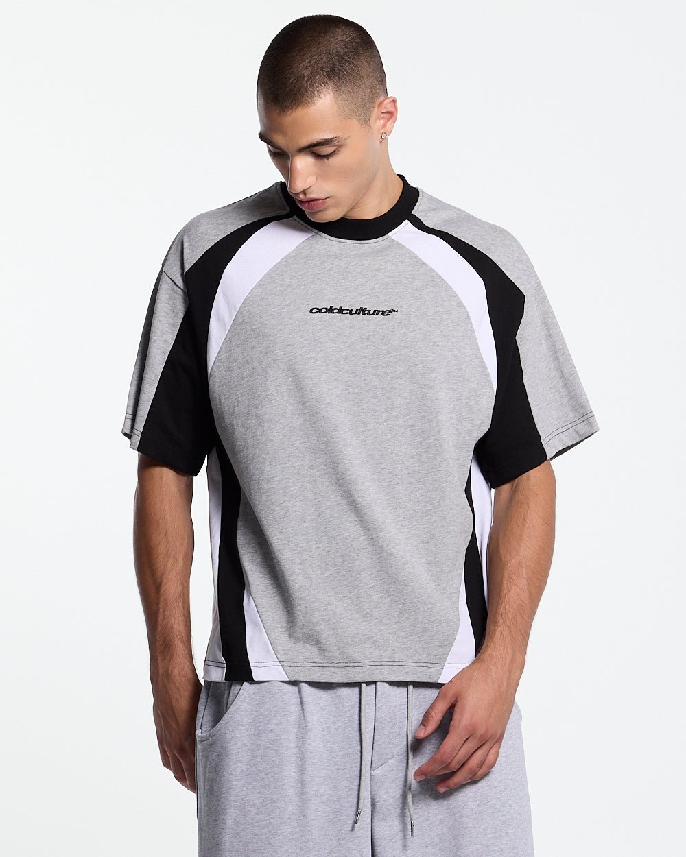 SPEED SPOKE TEE BLACK & HEATHER GREY - Cold Culture