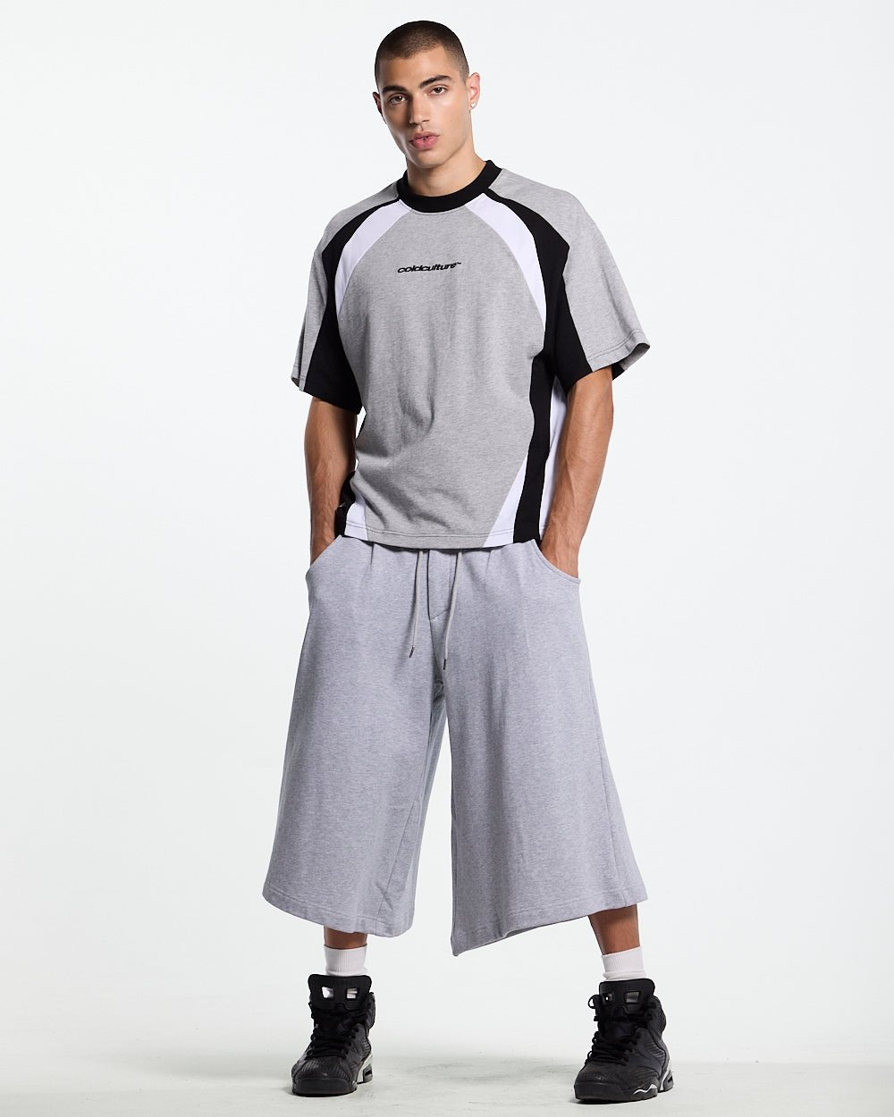 SPEED SPOKE TEE BLACK & HEATHER GREY - Cold Culture