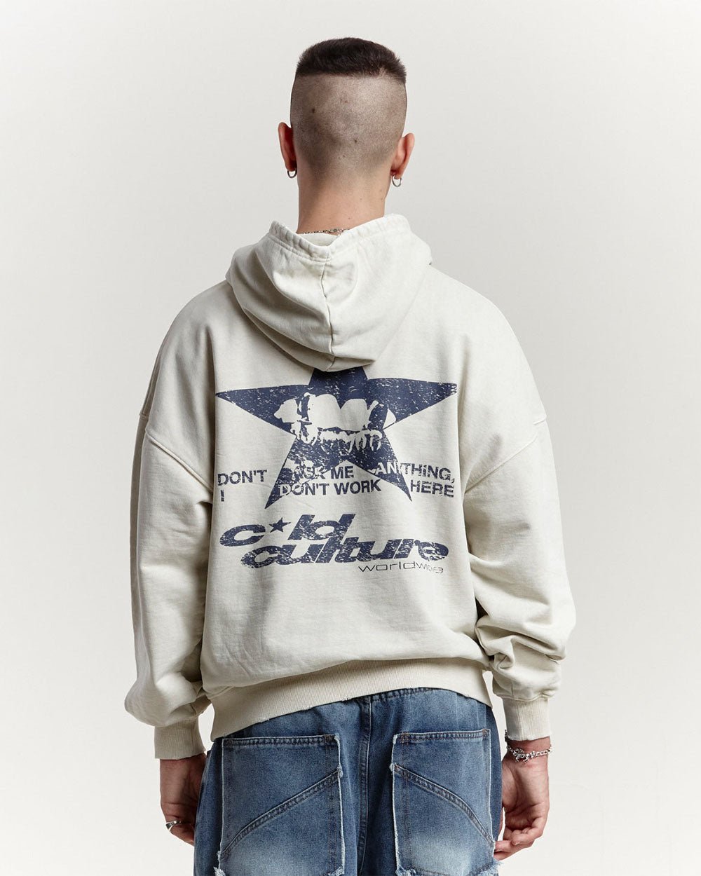 STAR TEETH HOODIE +WASHED ULTRA LIGHT GREY - COLD CULTURE