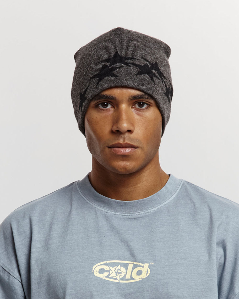 STARS BEANIE GREY - Cold Culture