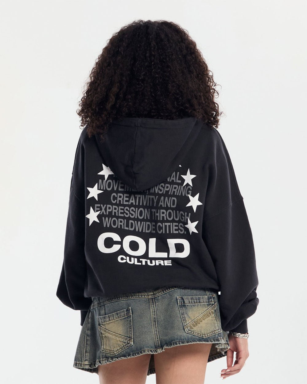 STARS CIRCLE HOODIE BLACK - COLD CULTURE