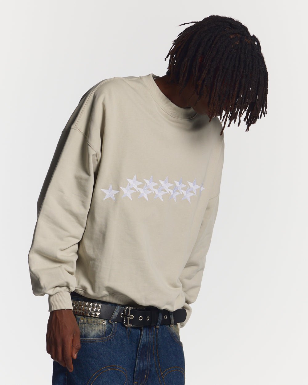 STARS CREWNECK PALE GREY - COLD CULTURE
