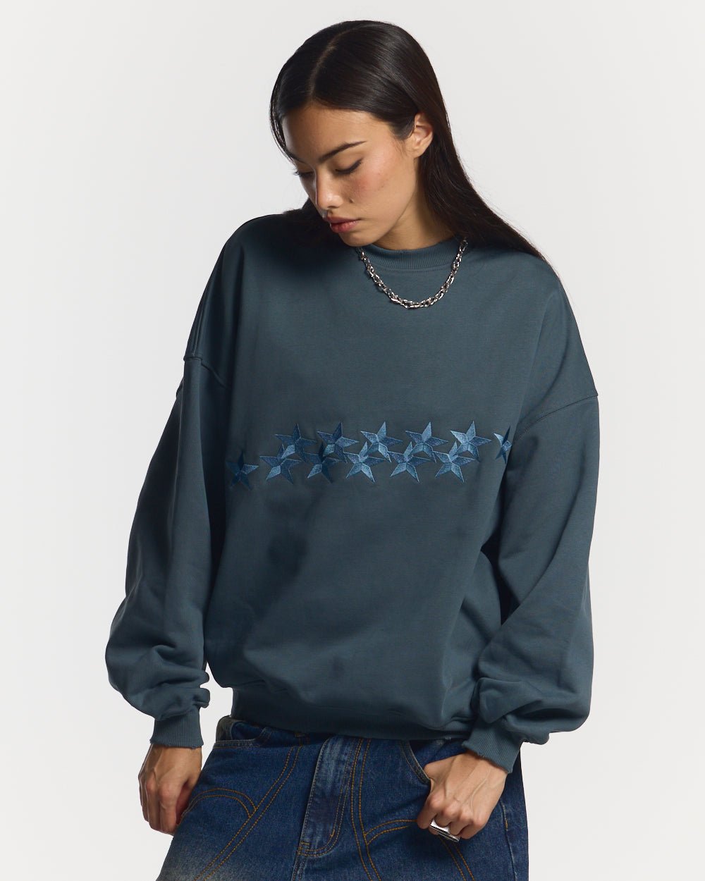 STARS CREWNECK SLATE BLUE - COLD CULTURE