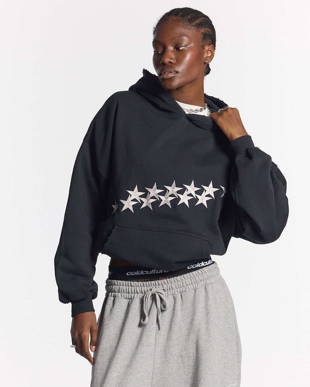 STARS HOODIE BLACK - COLD CULTURE