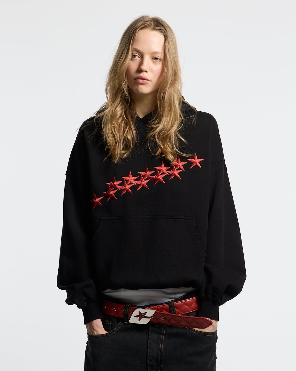 STARS HOODIE BLACK & RED - Cold Culture