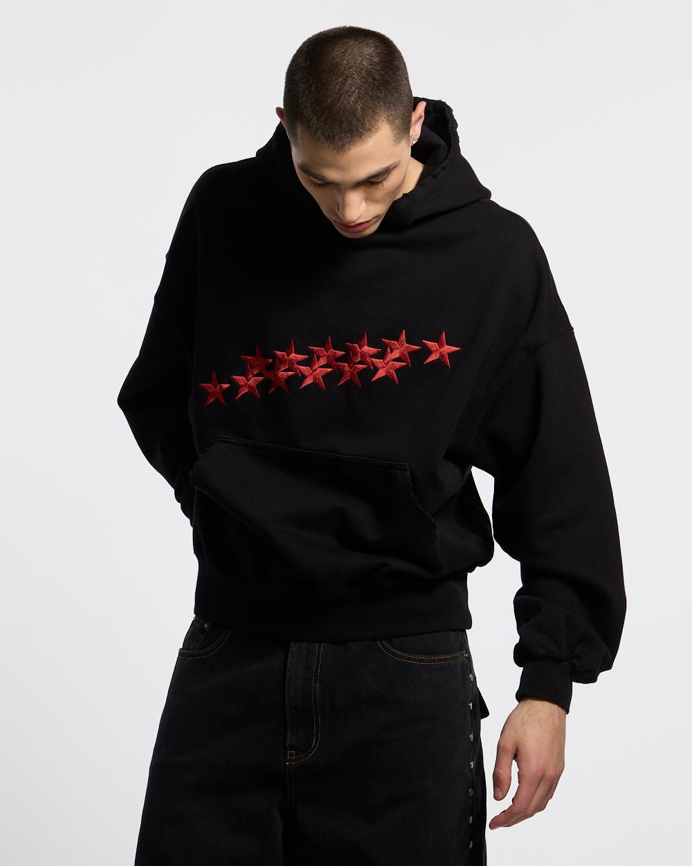 STARS HOODIE BLACK & RED - Cold Culture