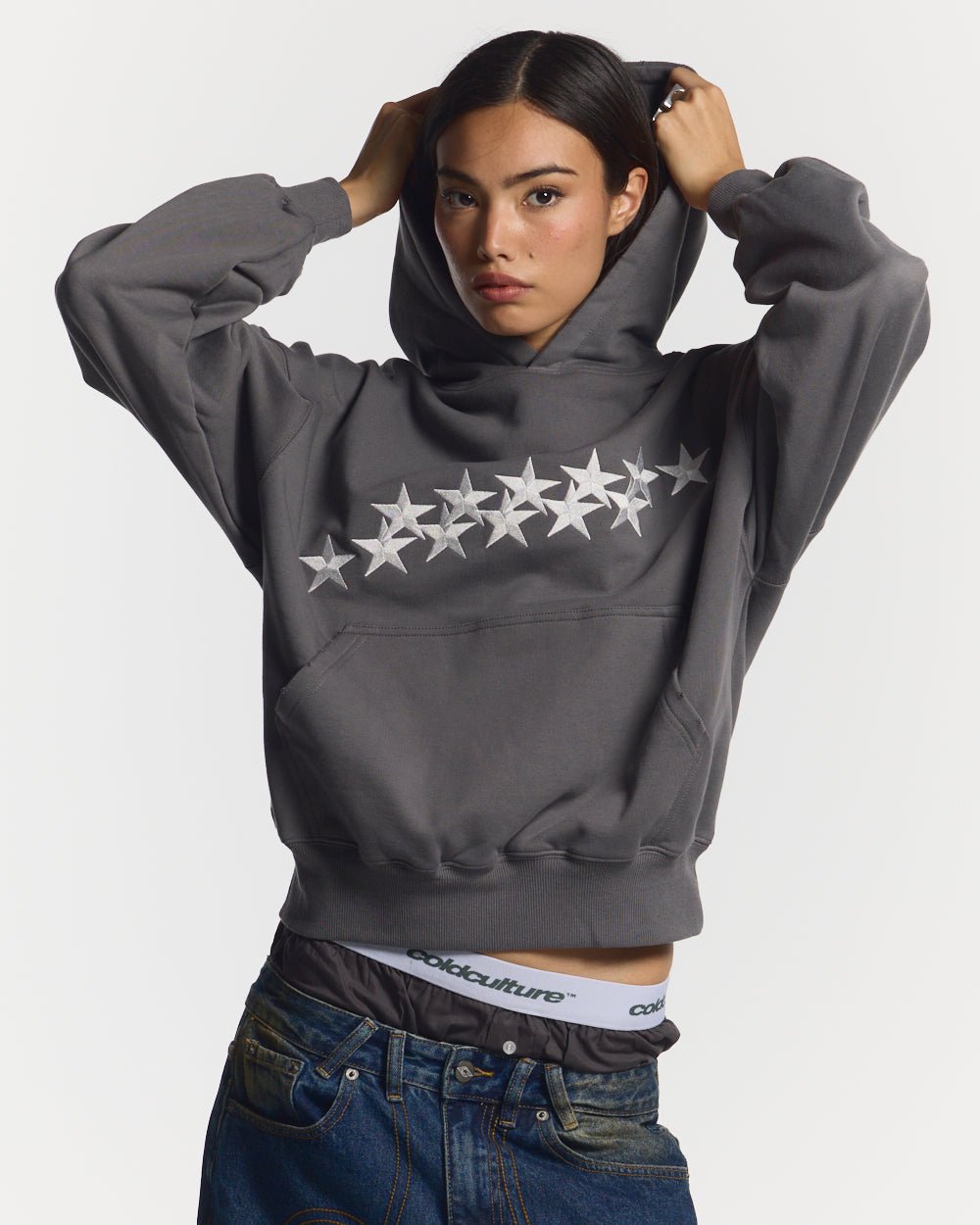 STARS HOODIE DUST GREY - COLD CULTURE