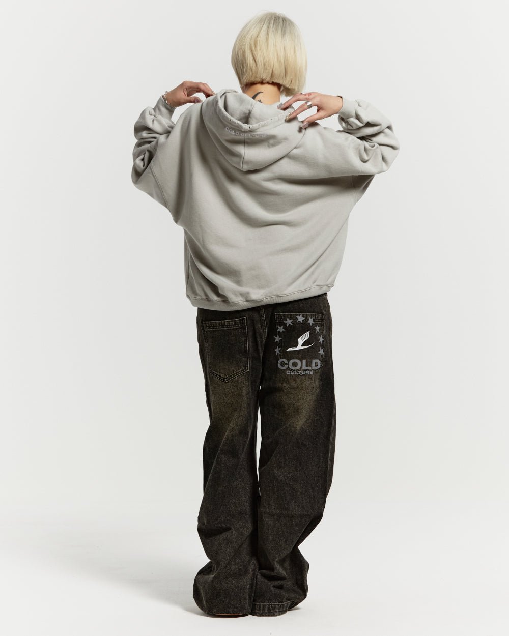 STARS HOODIE PALE GREY - COLD CULTURE